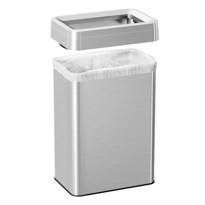 iTouchless 16 Gallon (60 Liter) Rectangular Open Top Kitchen Trash Can, Silver