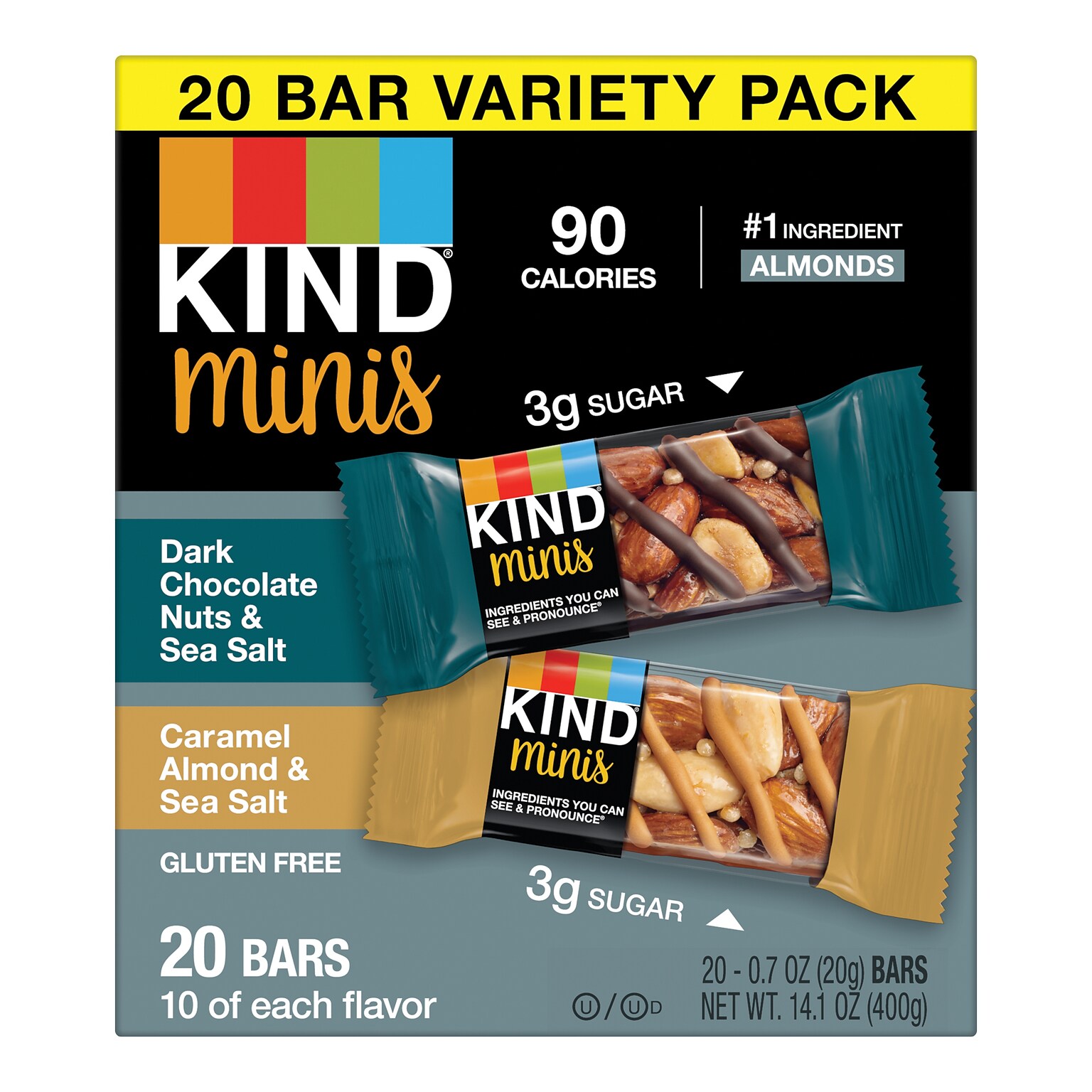 KIND Minis Gluten Free Nut Bar Variety Pack, 0.7 oz., 20 Bars/Box (PHW27964)