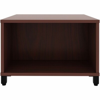 Lorell 24"W x 24"D Laminate Square Reception Table with Storage, Mahogany (LLR69200)