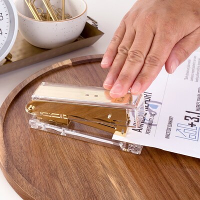 Swingline Acrylic Reduced-Effort Desktop Stapler, 20-Sheet Capacity, Clear/Gold (S700000A)