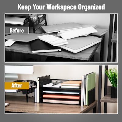 Mind Reader Metal Front Loading Letter Tray, Letter Size, Black (4TSIDE2-BLK)