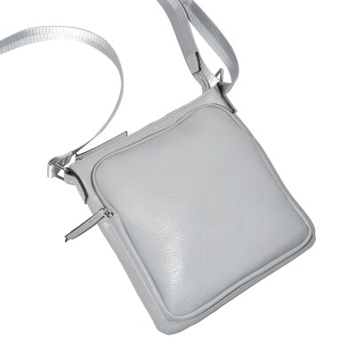 Nicci Cross-Body Bag with Front Zipper Pocket, Light Grey (NH08-LGRY)