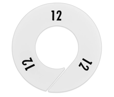 Nahanco Round Clothing Rack Size Divider, White with Black Print, Size 12 (CWB12)