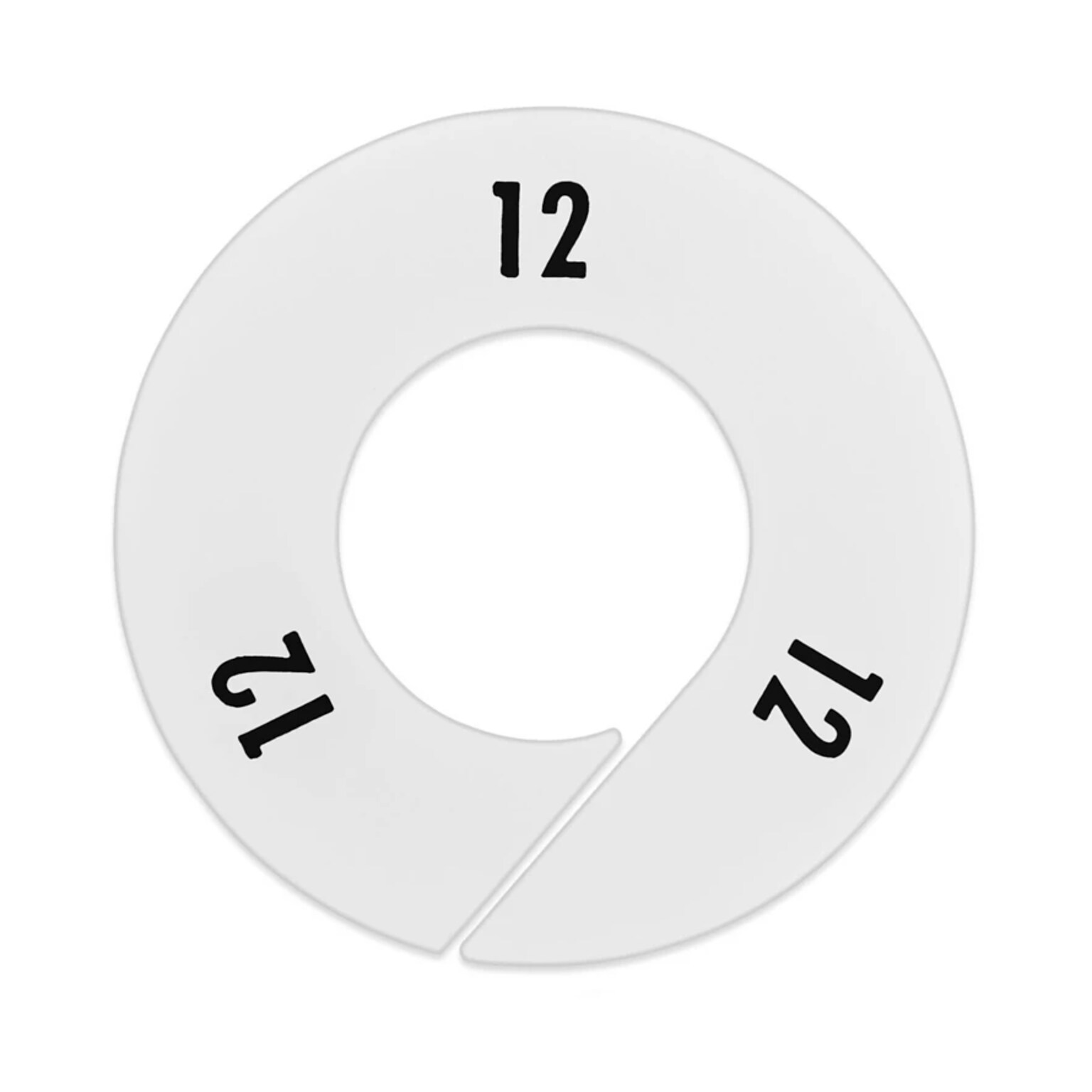 Nahanco Round Clothing Rack Size Divider, White with Black Print, Size 12 (CWB12)
