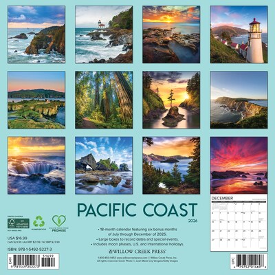 2026 Willow Creek Pacific Coast 12 x 12 Monthly Wall Calendar (52273)