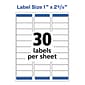 Avery Easy Peel Laser Address Labels, 1" x 2-5/8", White, 30 Labels/Sheet, 100 Sheets/Box (5160)