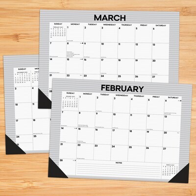 2027 Willow Creek Pinstripe 17 x 12 Monthly Desk Pad Calendar, Assorted Colors (66492)