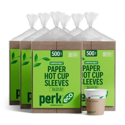 Perk™ Eco Paper Hot Cup Sleeves, Brown, 1000/Carton (PK56227CT)