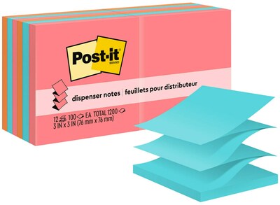 Post-it Pop-up Notes, 3 x 3, Poptimistic Collection, 100 Sheets/Pad, 12 Pads/Pack (R330-12AN)
