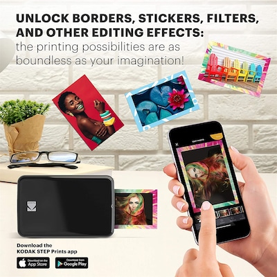 Kodak Step Mobile Zero Ink Instant Photo Printer, Single-Function, Black (RODMP20AMZBL)