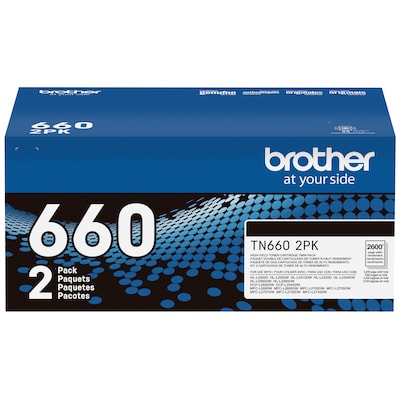 Brother TN660 Black Toner Cartridge, High Yield, 2/Pack (TN6602PK)