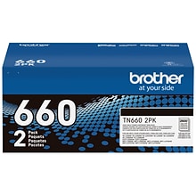 Brother TN660 Black Toner Cartridge, High Yield, Up to 2,600 Pages, 2/Pack (TN6602PK)