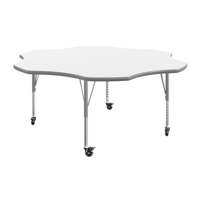 Flash Furniture Wren 60 Flower Activity Table, Height Adjustable, White Top/Silver Frame (XUA60FLRWHTPC)