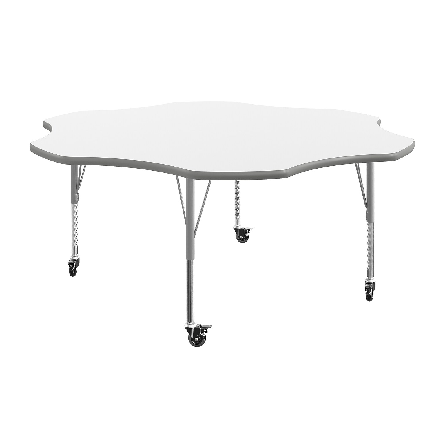 Flash Furniture Wren 60 Flower Activity Table, Height Adjustable, White Top/Silver Frame (XUA60FLRWHTPC)