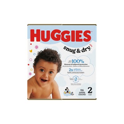 Huggies Snug & Dry Baby Diapers, Size 2, 116/Carton (54646/56433)