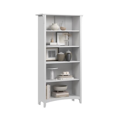 Bush Home Salinas Tall 5 Shelf Bookcase, Pure White (SAB132G2W-03)