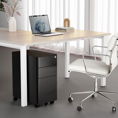 Mount-It! 3-Drawer Mobile File Cabinet, Letter/Legal Size, Lockable, 23.35"H x 11.81"W x 19.69"D, Black (MI-944B)