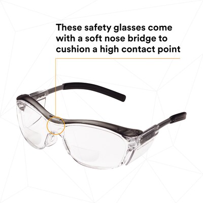 3M Nuvo +2.00 Safety Glasses, Clear Lens, 20/Carton (11435-00000-20)