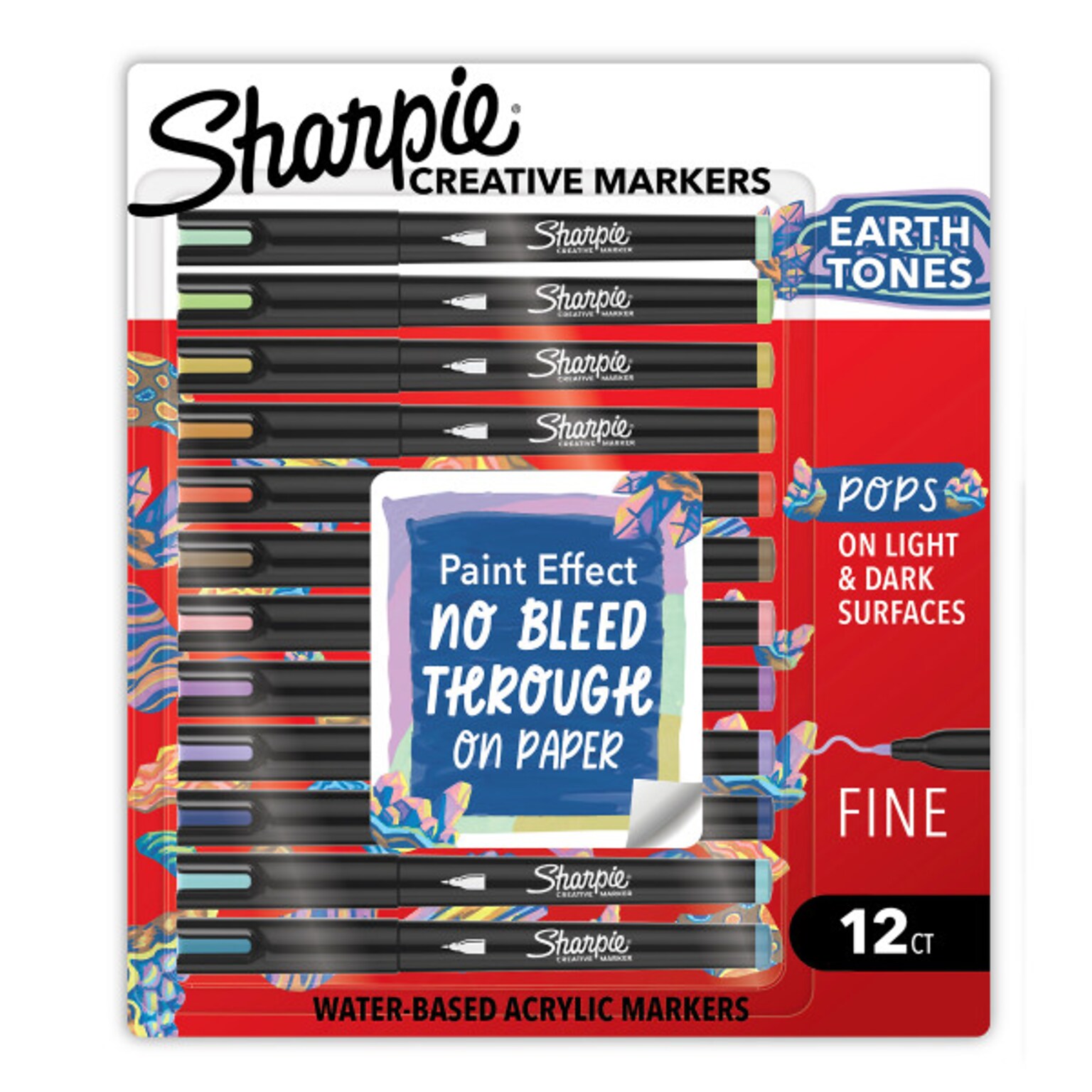 Sharpie Creative Markers Earth Tones Liquid Ink Markers, Fine Tip,  Assorted, 12/Pack (2209901)