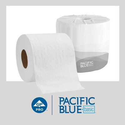 Pacific Blue Basic Toilet Paper, 2-Ply, White, 550 Sheets/Roll, 80 Rolls/Carton (19880/01)