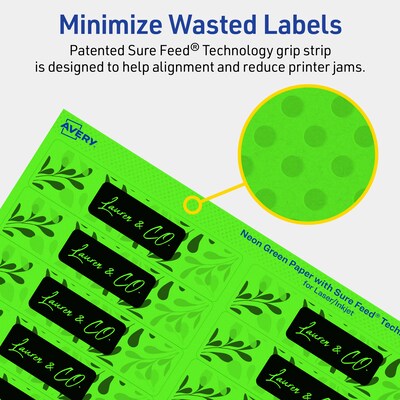 Avery Rectangle Multipurpose Labels, 1" x 4", Neon Green, 1600/Box (94202)