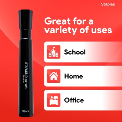 Staples DuraMark Tank Permanent Marker, Chisel Tip, Black, 12/Pack (10403-CC)