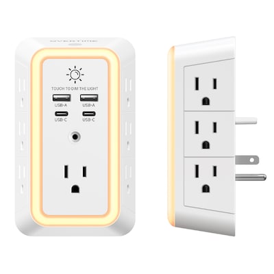 Overtime S90 11-in-1 Wall Outlet Extender Surge Protector with 7 AC Outlets and 4 USB Ports, White (OTWP7OS90)