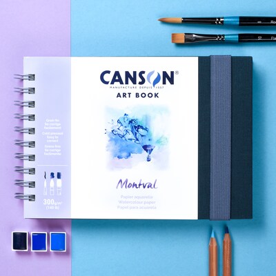 Canson Artist Series Montval 7.9 x 7.9 Spiral Bound Watercolor Sketch Book, 48 Sheets/Book (MCX312