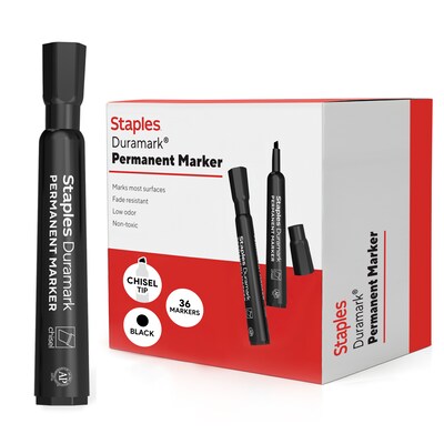 Staples Duramark Tank Marker, Chisel Tip, Black, 36/Pack (ST62928)