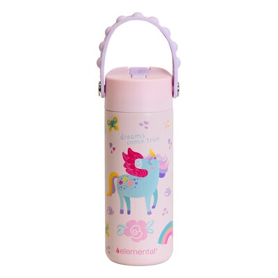 Elemental Core Pop Stainless Steel Double Wall Insulated Water Bottle, 18 oz., Unicorn Rainbow (EBC18UR23P)