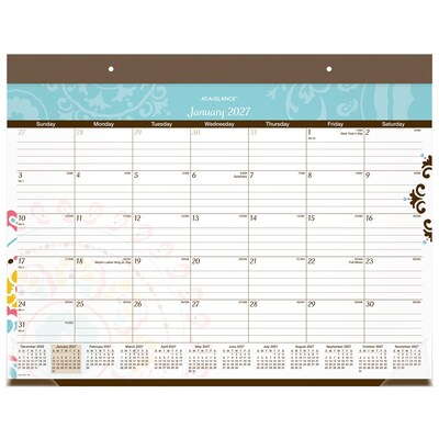 2027 AT-A-GLANCE Suzani 21.75 x 17 Monthly Desk Pad Calendar (SK17-704-27)