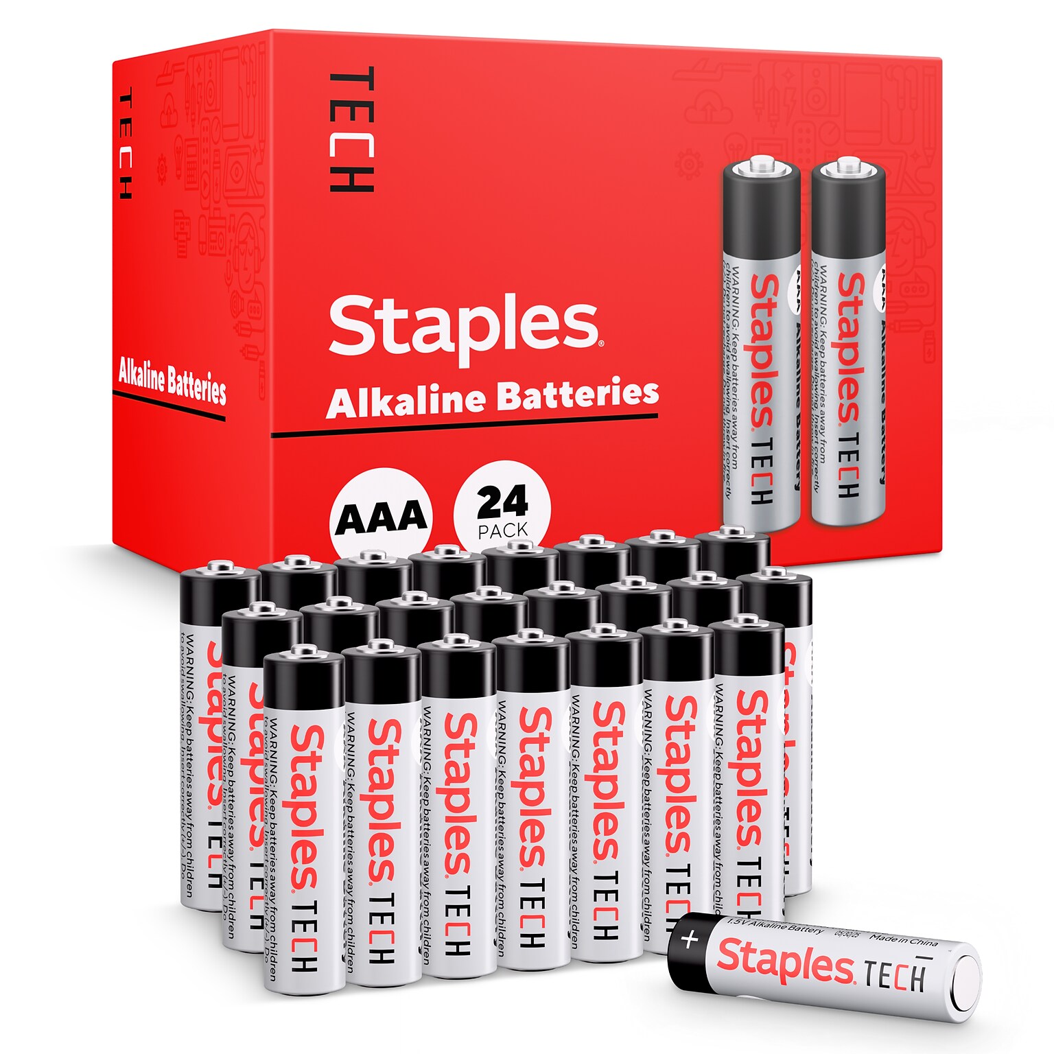 Staples TECH AAA Alkaline Battery, 24 Pack (ST63254-CC/US)