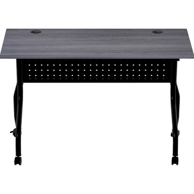 Lorell 48"W x 23.6"D Foldable Flip Top Training Table, Melamine, With Wheels, Charcoal (LLR59489)