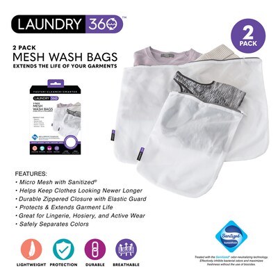 Laundry 360 Mesh Wash Bag Set, White, 2 Bags/Pack (W-82472)