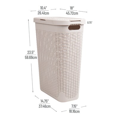 Mind Reader 10.5 Gallon Hamper with Lid, Plastic, Ivory, 3/Pack (3PKHAMP40-IVO)