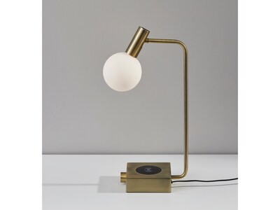 Adesso Windsor LED Desk Lamp, 17.5", Antique Brass/White (3214-21)