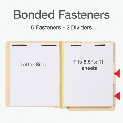 Pendaflex End Tab Classification Folder, 2-Dividers, 2" Expansion, Letter Size, Manila, 10/Box (PFX 13175)