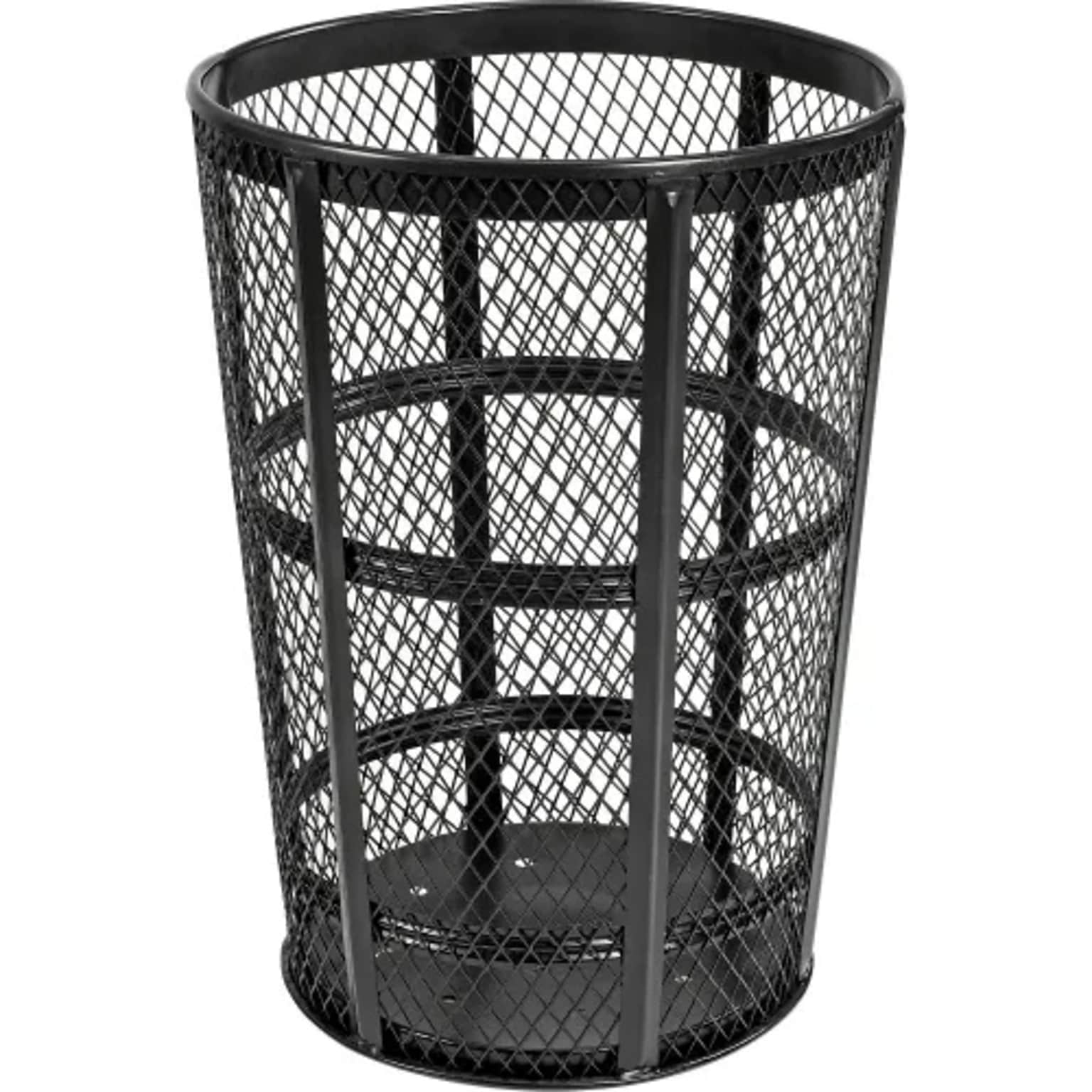 Global Industrial Outdoor Steel Mesh Corrosion-Resistant Trash Can, 48 Gallon, Black (237634BK)