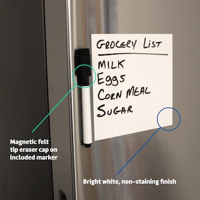 Flipside Products Dry Erase Stickables with Dry Erase Marker, White, 4" x 4", 12 Per Pack, 2 Packs (FLP93344)