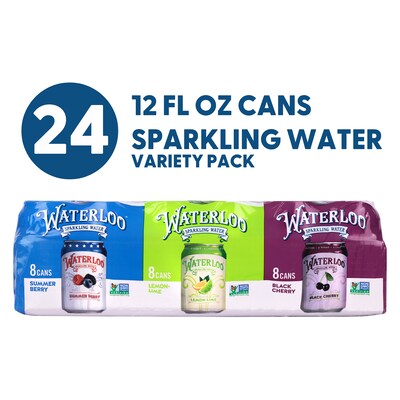 Waterloo Flavored Sparkling Water Variety Pack, 12 oz., 24/Pack (220-02411)