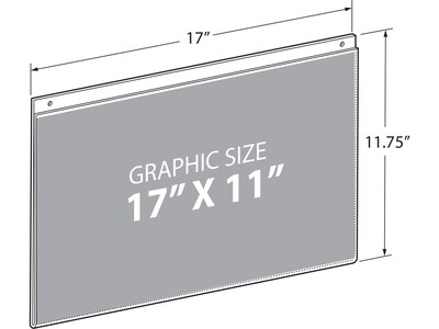 Azar Sign Holder, 17" x 11", Horizontal, Wall Mounted, Clear Acrylic, 2/Pack (162709-2PK)