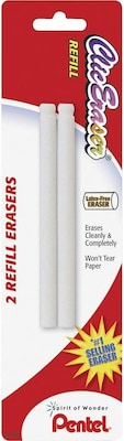 Pentel Clic Eraser Refills, White, 2/Pack (PENZER2BPK6)