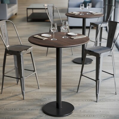Flash Furniture Acadia 31.25" Round Wooden Dining Table, Dark Brown/Black Base (STRD31WBRTR18B)