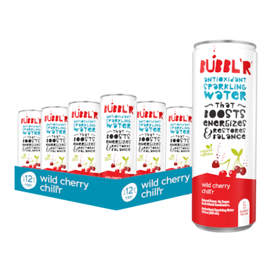 Bubblr Antioxidant Wild Cherry Chillr Flavored Sparkling Water, 12 oz., 12 Cans/Pack (WIC39949)