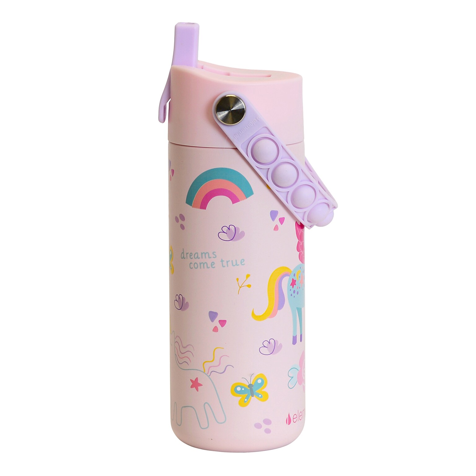 Elemental Core Pop Stainless Steel Double Wall Insulated Water Bottle, 18 oz., Unicorn Rainbow (EBC18UR23P)