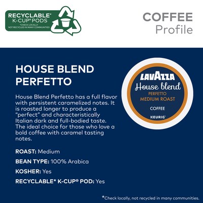 Lavazza Perfetto Coffee Keurig® K-Cup® Pods, Medium Roast, 22/Box (5000382580)