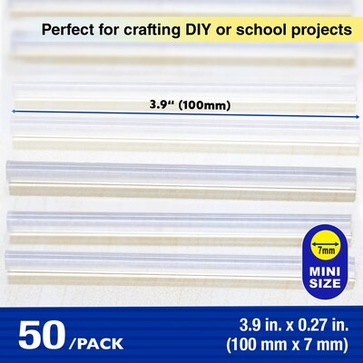 Bazic Dual-Temp Mini Hot Glue Sticks, Clear, 50/Pack, 3 Packs/Bundle(BAZ2095-3)