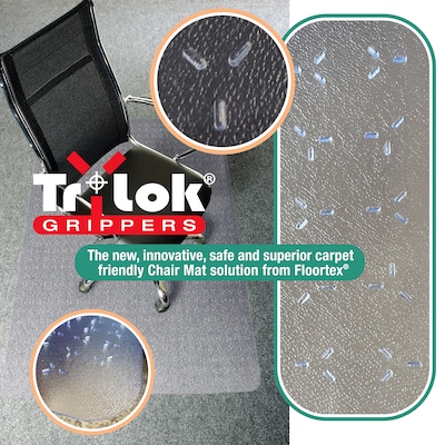 Floortex Cleartex TrYlok Carpet Chair Mat, 46" x 59", Designed for Low-Pile Carpet, Clear Vinyl (NRCMFLVT0006)