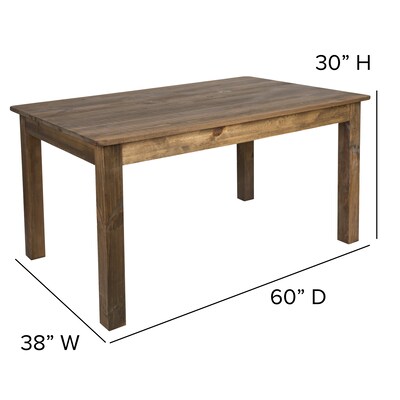 Flash Furniture HERCULES Series 38" Farm Dining Table, Rustic Pine (XAF60X38)
