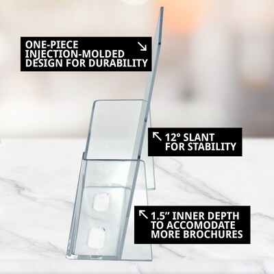 Azar Broshure Holder, 4.125" x 7.25", Vertical Freestanding, Clear Acrylic, 50/Pack (252012-50PK)